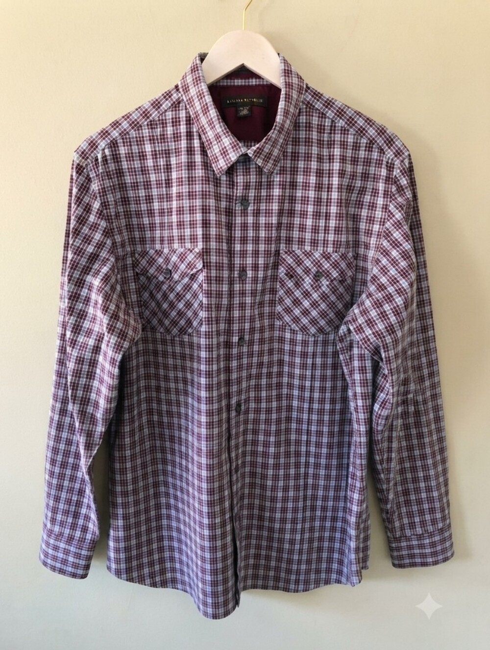 NWOT Banana Republic L Old Money Academia Western Casual Gingham Dress Shirt